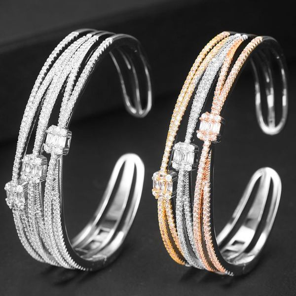 

bangle brand original luxury cuff for women full micro cubic zircon opening jewelry girls party 2021, Black