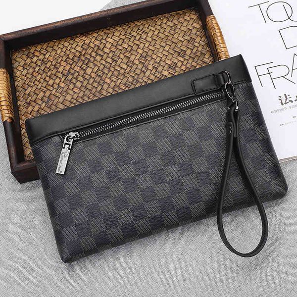 

hand bag 2021 men's pu leather fashion envelope clip gentleman kangaroo, Red;black