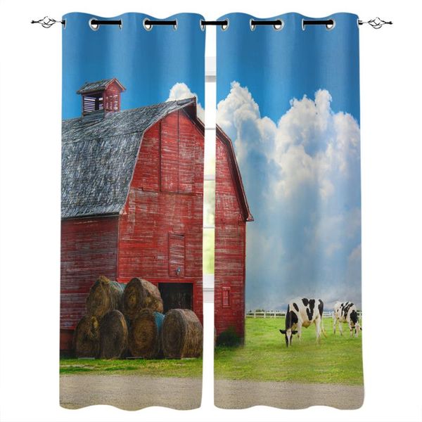 

farm barn cows window curtains home decor bedroom kitchen door drapes for living room curtain &