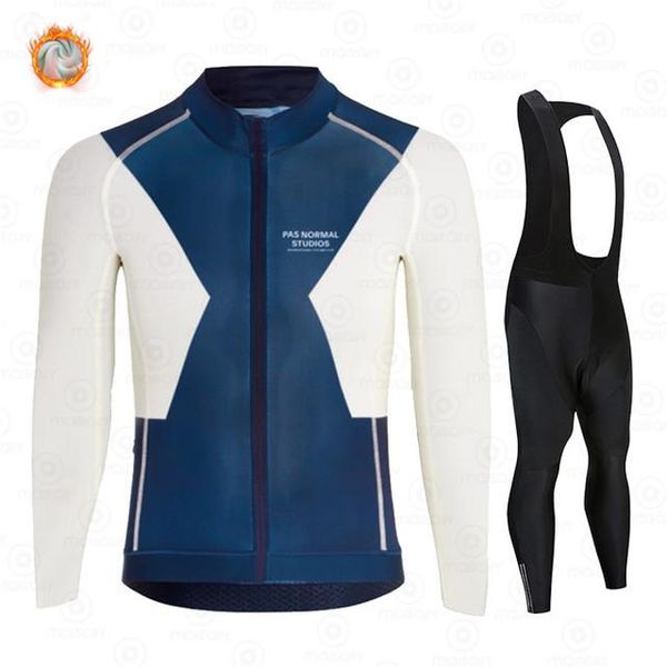 

racing sets pns winter cycling jersey set 2021 pas man fleece clothing mtb bib pants ropa ciclismo triathlon suit jacke, Black;blue