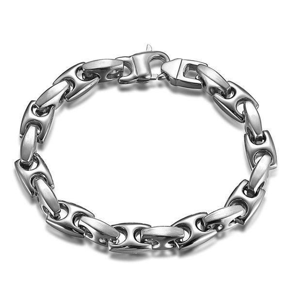 

men's stainless steel chain silver color denim bracelet all-match men women jewelry gift, Black