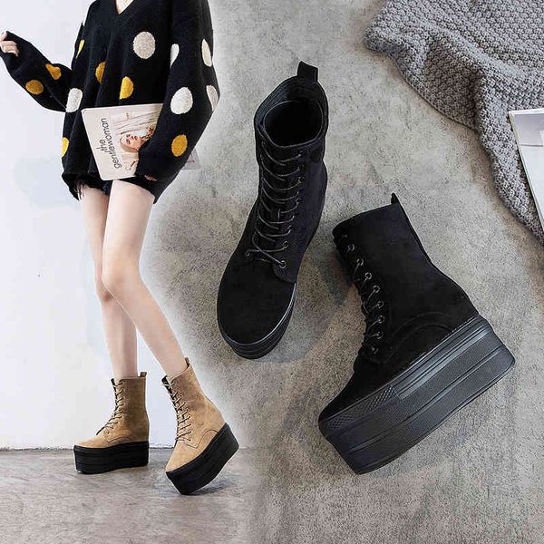

boots swyivy microfiber height increased women winter shoes mid calf autumn short plush platform for warm snow 3ssy, Black