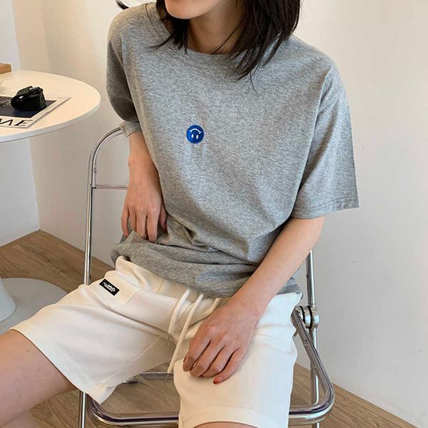 

women's t-shirt simle embroidery summer t-shirts women o-neck short sleeve casual korean streetwear boyfriend shirts loose vi, White