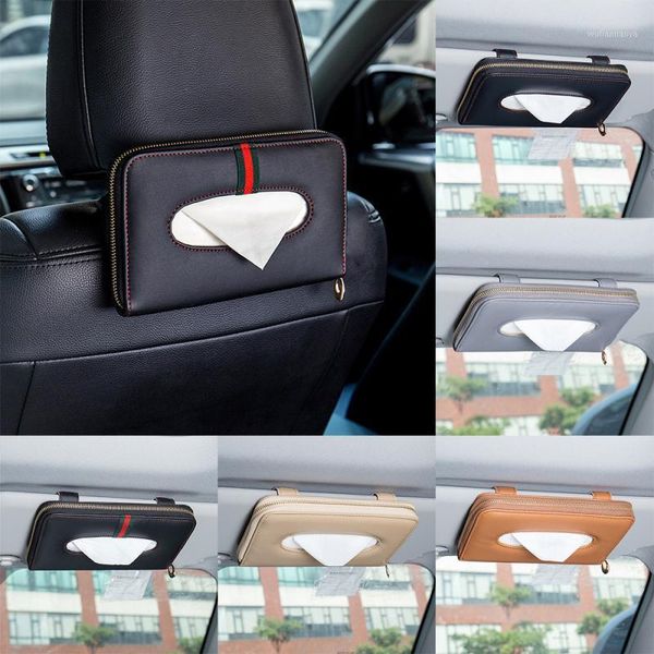 

car sun visor tissue box paper towel hanging type leather chair back bag auto interior accessories1