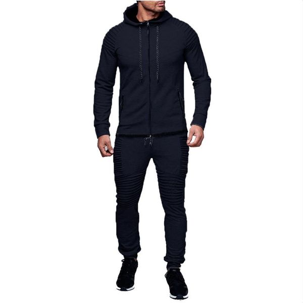 

jogging clothing 2 pieces autumn running tracksuit men sweatshirt sports set gym clothes sport suit training wear outdoor, Black;red