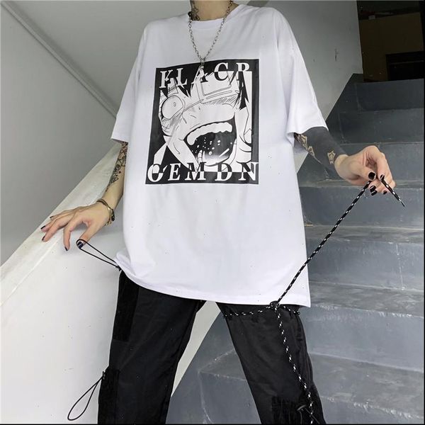 

spoof anime womens print t shirt women 90s harajuku ullzang retro graphic fashion aesthetic street tees female, White