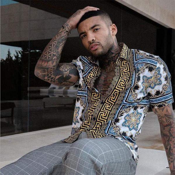 

slim fit shirts for men with designs 3d printing spring cardigan fashion letter striped printed button down short sleeve urban style hawaii, White;black