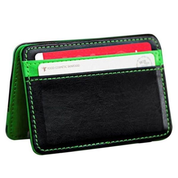 

women men card holders mini neutral magic bifold leather wallet holder wallets purse billetera carteira bags a8, Brown;gray