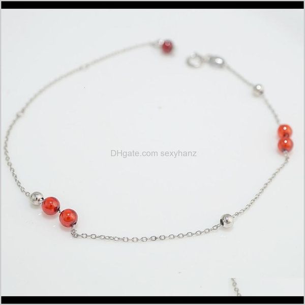 

link, chain bracelets drop delivery 2021 link s925 sterling sier bracelet female fashion sweet natural stberry crystal red agate hand jewelr, Black