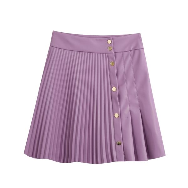 

spring women pu leather pressed pleat asymmetry mini skirt casual female clothes p1995 210430, Black