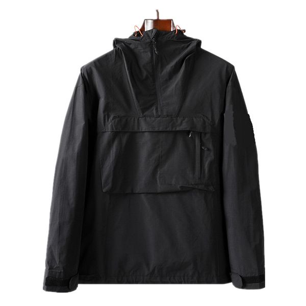 

cptoney 2020 new hooded half zip pocket jacket youth fashion european and american casual jacket men's coat nylon fabric men's she, Black;brown