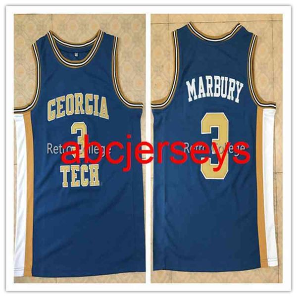 

men women youth #3 stephon marbury georgia tech college basketball jersey embroidery stitched custom any number and name ncaa xs-6xl, Black