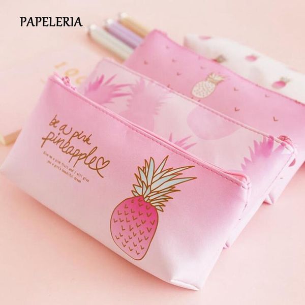 

fruit pink pineapple student pencil case school cases for girl stationery canvas bag estojo escolar bags