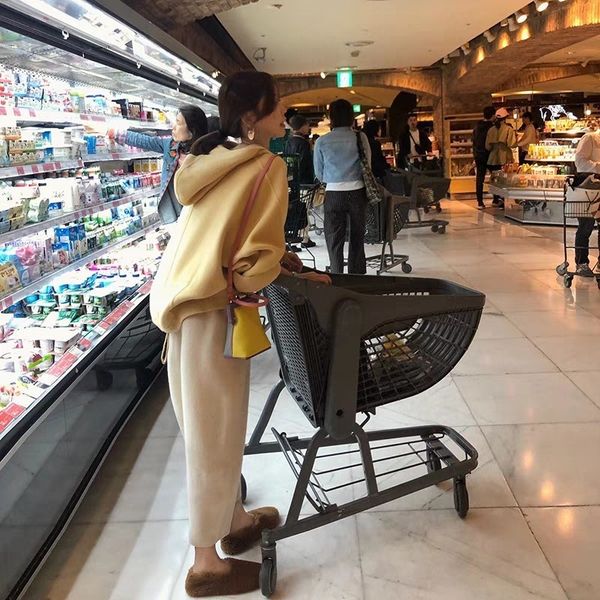 

two piece suit oversize women suits wide leg pants set hoodies sweatshirt female coat autumn fleece harajuku pullover 201007, White