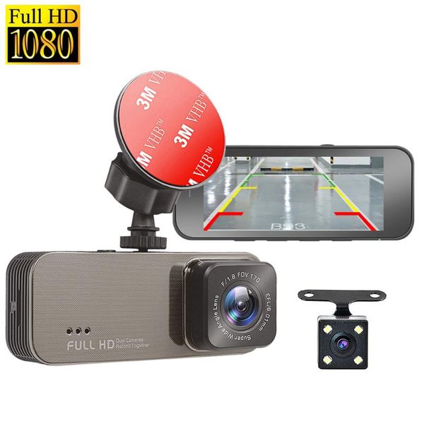 

inch ips display car dvr 2 cam video recorder camera full hd 1080p dashcam night vision dashboard + rear view parking dvrs