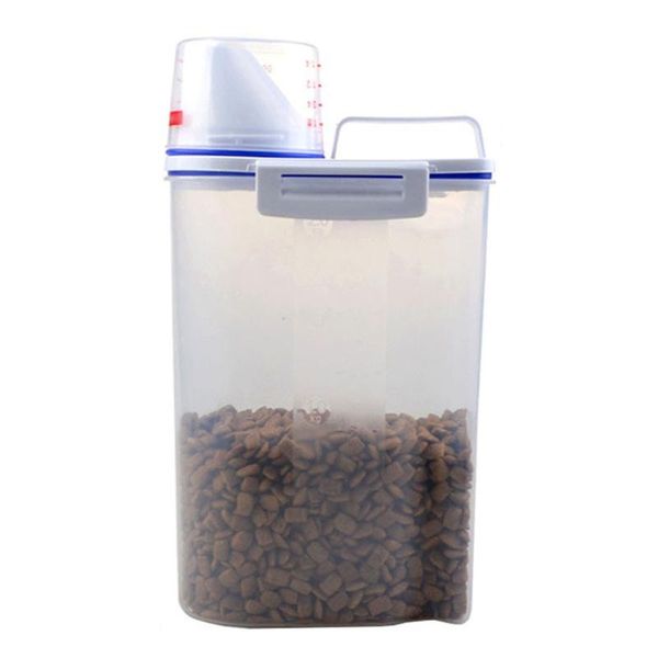 

storage bottles & jars pet food container airtight dog cats foods with measuring cup clear 2.5l kitchen bucket