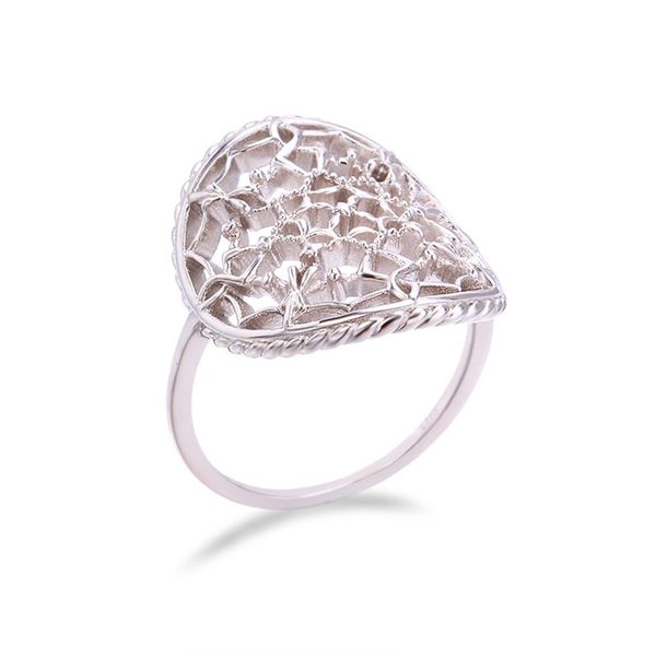 

new style of dunli jewelry: grand court style, hollow grid 925 silver ring, Black