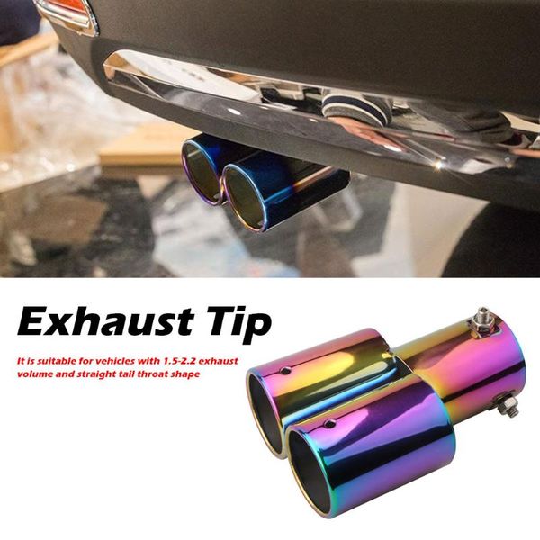 

manifold & parts universal exhaust car muffler tail throat pipe nozzle tip flat straight stainless steel multi-size dual outlet