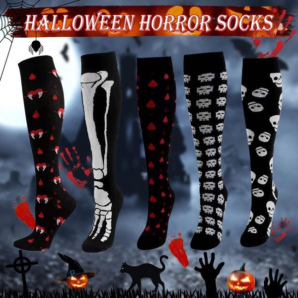 

socks & hosiery women horror halloween party stocking bloody middle sports sock beauty gothic for carnival role-play, Black;white