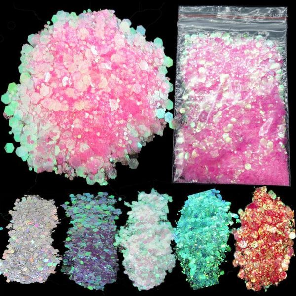 

iridescent chunky glitter powder pink holographic silver nail art sequins face eey makeup body cosmetic 15g1, Silver;gold