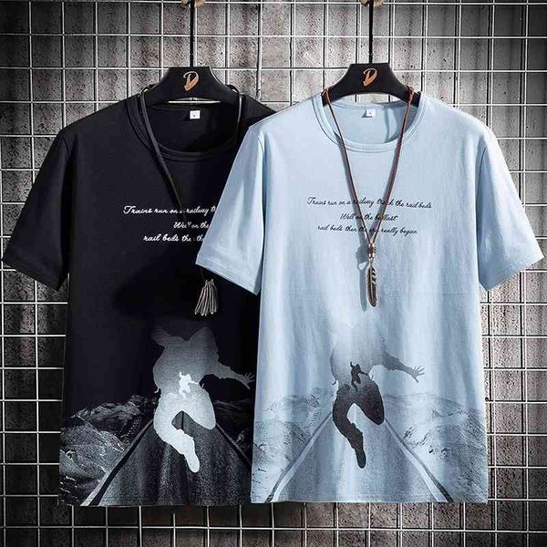 

2021 summer new short t-shirt men's round neck casual half sleeve bottom shirt fashion brand t-shirt pure cotton men, White;black