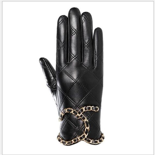 

winter outdoor leather women' gloves cycling with velvet rhombic accessories touch screen saver warm sheepskin gloves, Blue;gray