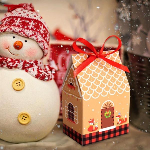 Geschenkpapier, Süßigkeitentüten, solide Hausform, Weihnachts-Snack-Paket-Boxen, praktisch