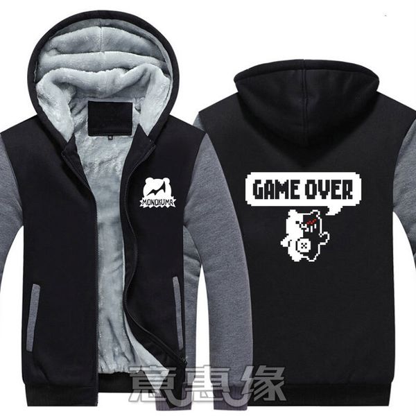 

men's casual shirts danganronpa hoodie dangan ronpa cosplay monokuma bear coat jacket winter men thick zipper sweatshirts 9oxa, White;black