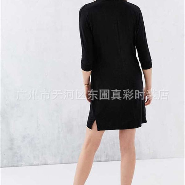 

deep casual dresses v slim 3 / 4 sleeve dress, Black;gray