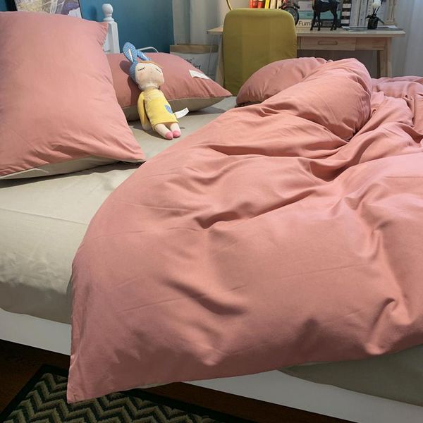 

sheets & sets japanese style solid color combed cotton net red washed quilt cover sheet dormitory bedding