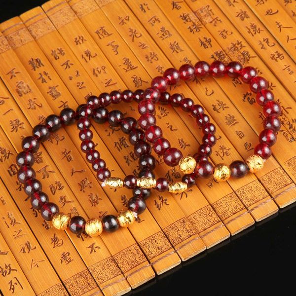 

new high 3d transfer garnet bracelet 3 imitation gold bead bracelets, Black
