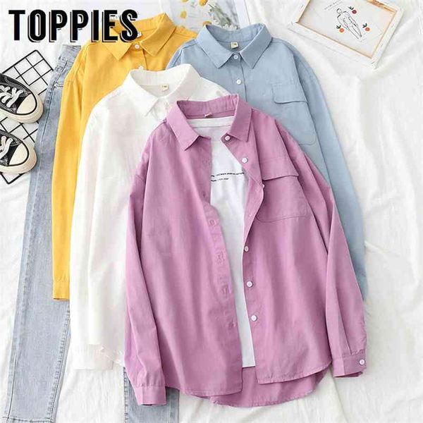 

pockets spring blouse women solid color yellow blouses blusas mujer casual 210421, White