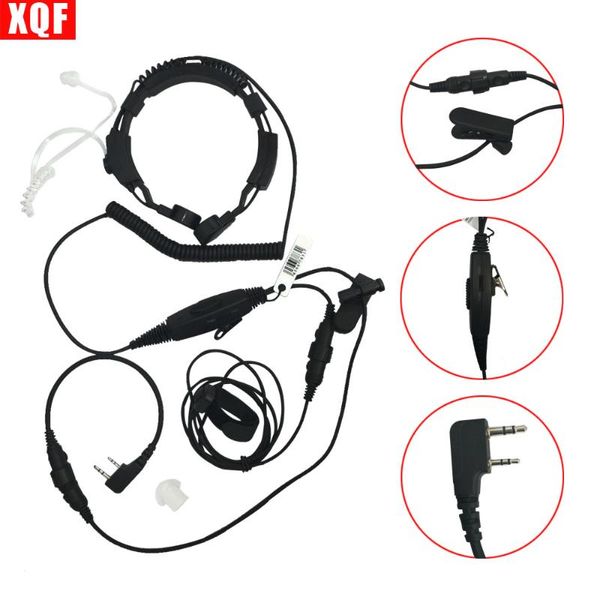 

walkie talkie xqf professional tactique military bodyguard flexible throat mic covert acoustic tube earpiece headset with finger ptt