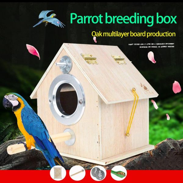 

pet bird nest parrot breeding box outdoor cage wooden house to keep warm cages