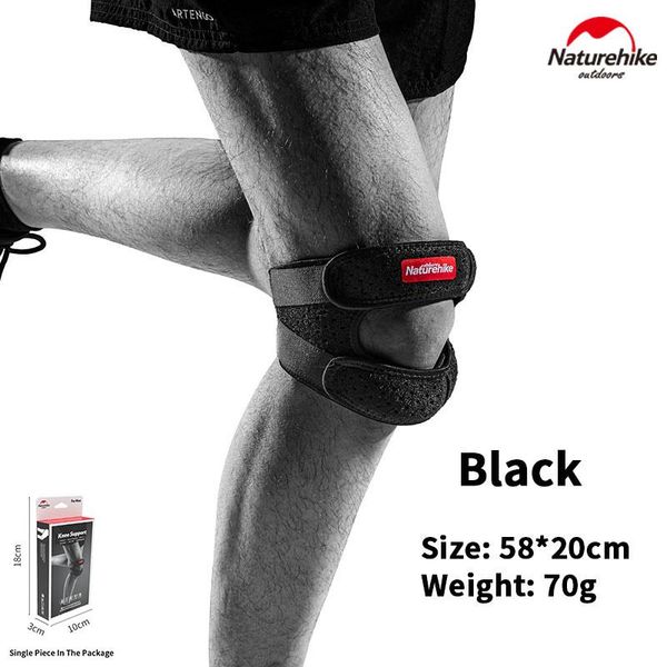 

naturehike lightweight breathable adjustable professional non-slip sports kneepad running hiking knee support brace protector elbow & pads, Black;gray