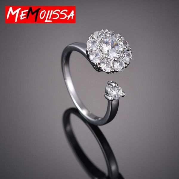 

wedding rings luxury for women love big crystal open ring engagement jewelry valentine's day gift promotion high quality, Slivery;golden