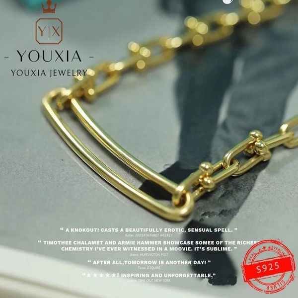 

chains 925 sterling silver necklace ustom fashion charming three-color u-shaped couple gift with logo