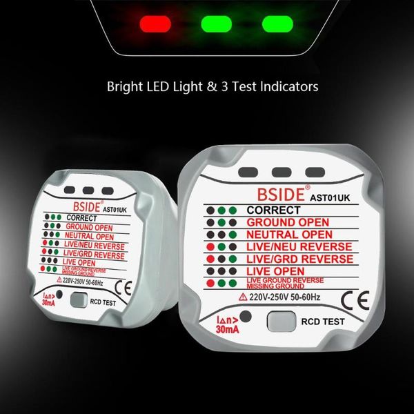 

multimeters socket tester bside ast01 outlet detector gfci test eu us uk au plug line polarity phase check