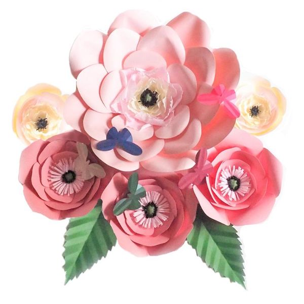 

latest cardstock giant paper flowers 5pcs+leaves 2pcs+butterflies 6pcs wedding & event decor baby nursery windows display decorative wreaths