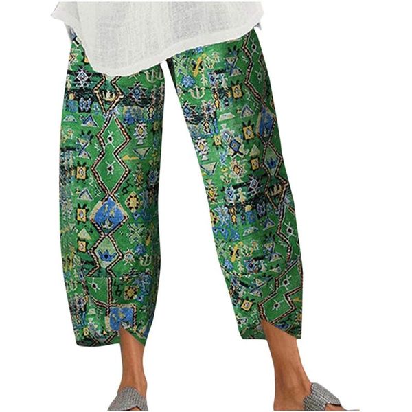 

women's leggings vintage pants casual elastic waist linen wide leg trousers summer plus size loose trouser pantalon femme 2021, Black