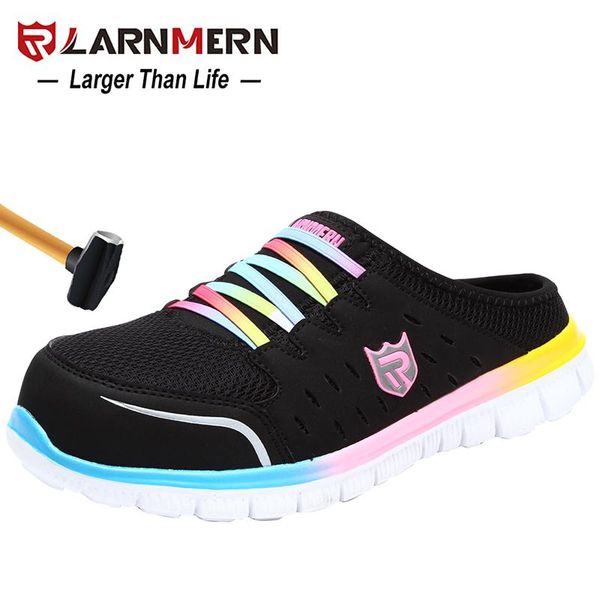 

boots larnmern womens safety shoes steel toe work comfortable lightweight anti-smashing non-slip construction protective sneaker, Black