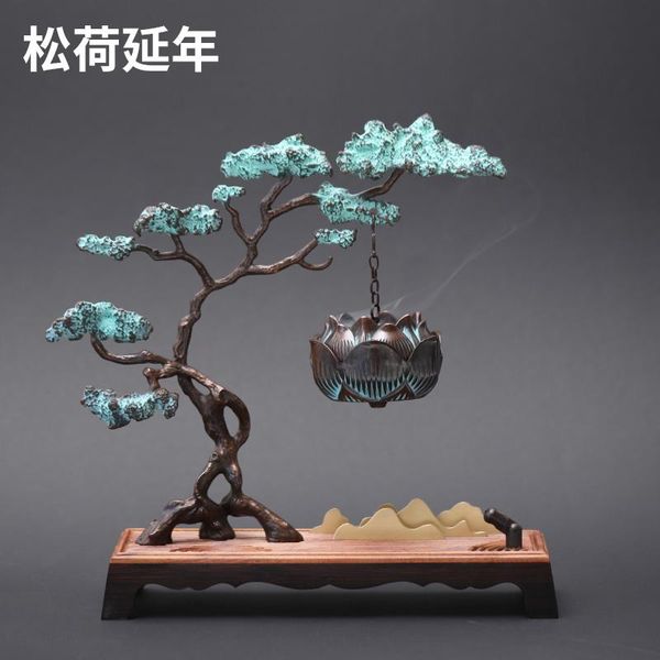 

fragrance lamps decoration metal incense burner wood backflow lotus holder waterfall incensario home decor bh50xxl