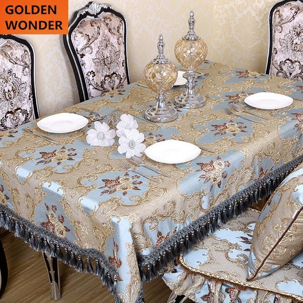 

table cloth european luxury tablecloth customized embroidered thick home decor blue color