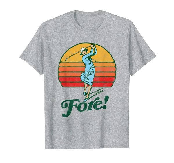 

fore vintage female golf retro funny woman golfer graphic t-shirt, White;black