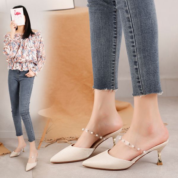 

plus size 41-43, spring new baotou slip shoe, luxury designer fashion satin fabric pointed high heels, cool skinny woman, Black