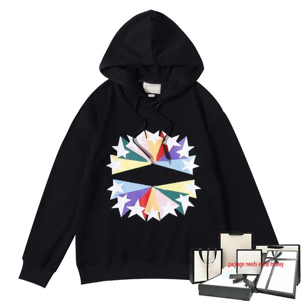 

casual men hoodies star print women sweatshirts hip hop long sleeve couple pullover outdoor hoodie, Black