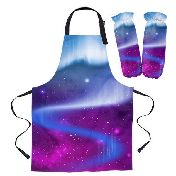 

aprons starry sky aurora universe sleeveless kitchen women pinafore home cooking baking waist bib custom apron