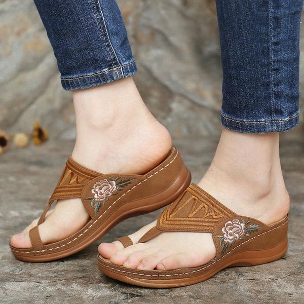 

summer large size women's shoes retro thick heel womens sandals wedges for women dress, Black
