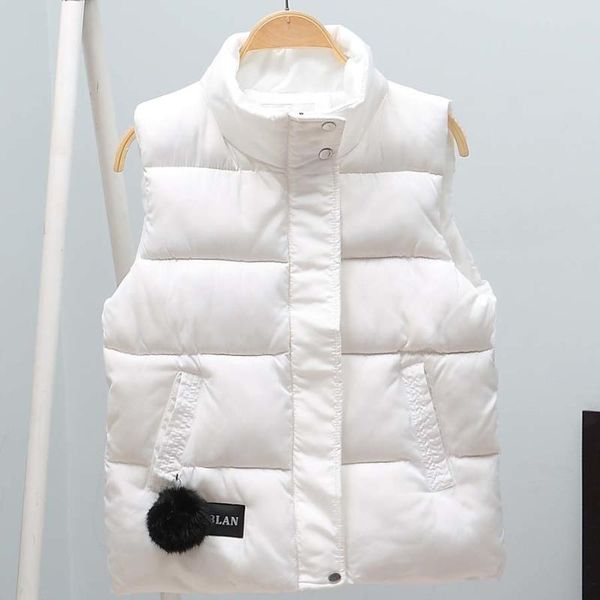 

women's vests women vest mandarin collar sleevel short coat waistcoat female plus size chalecos para mujer 2021 autumn winter, Black;white