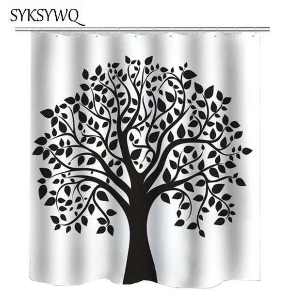 

shower curtains curtain black tree bathroom cortina ducha poliester duschvorhang bath and white waterproof fabric